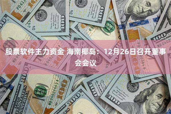 股票软件主力资金 海南椰岛：12月26日召开董事会会议