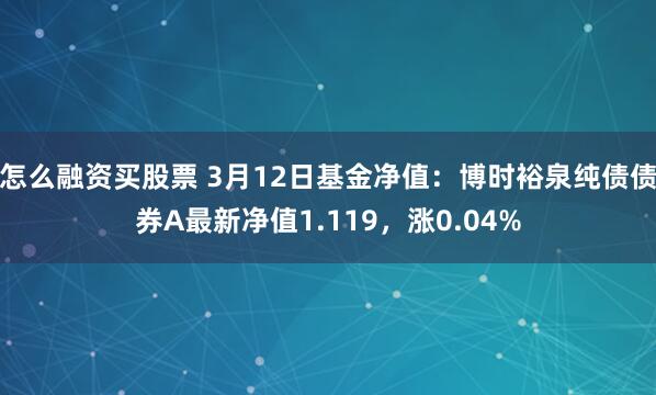 怎么融资买股票 3月12日基金净值：博时裕泉纯债债券A最新净值1.119，涨0.04%